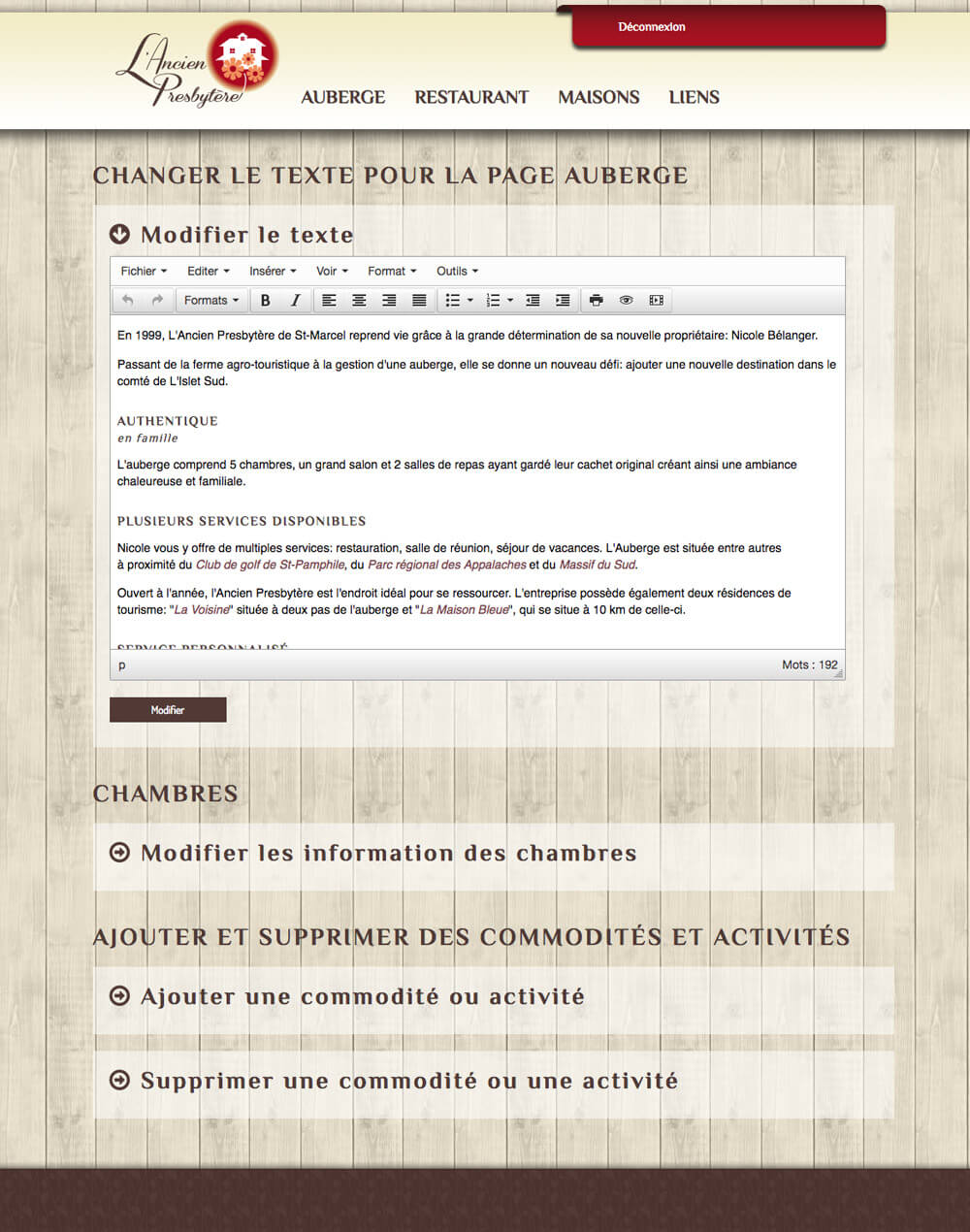 Projet web L'Ancien Presbytère